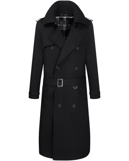 Traditional Black Double Breasted Trench Coat