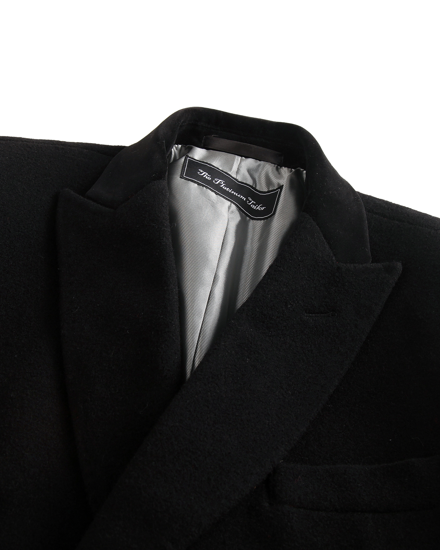 Black Double Breasted Wool Cashmere Overcoat