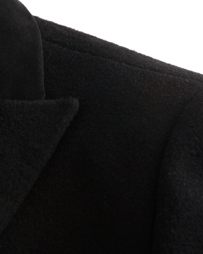 Black Double Breasted Wool Cashmere Overcoat