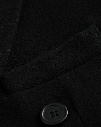 Black Double Breasted Wool Cashmere Overcoat