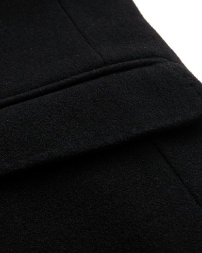 Black Double Breasted Wool Cashmere Overcoat