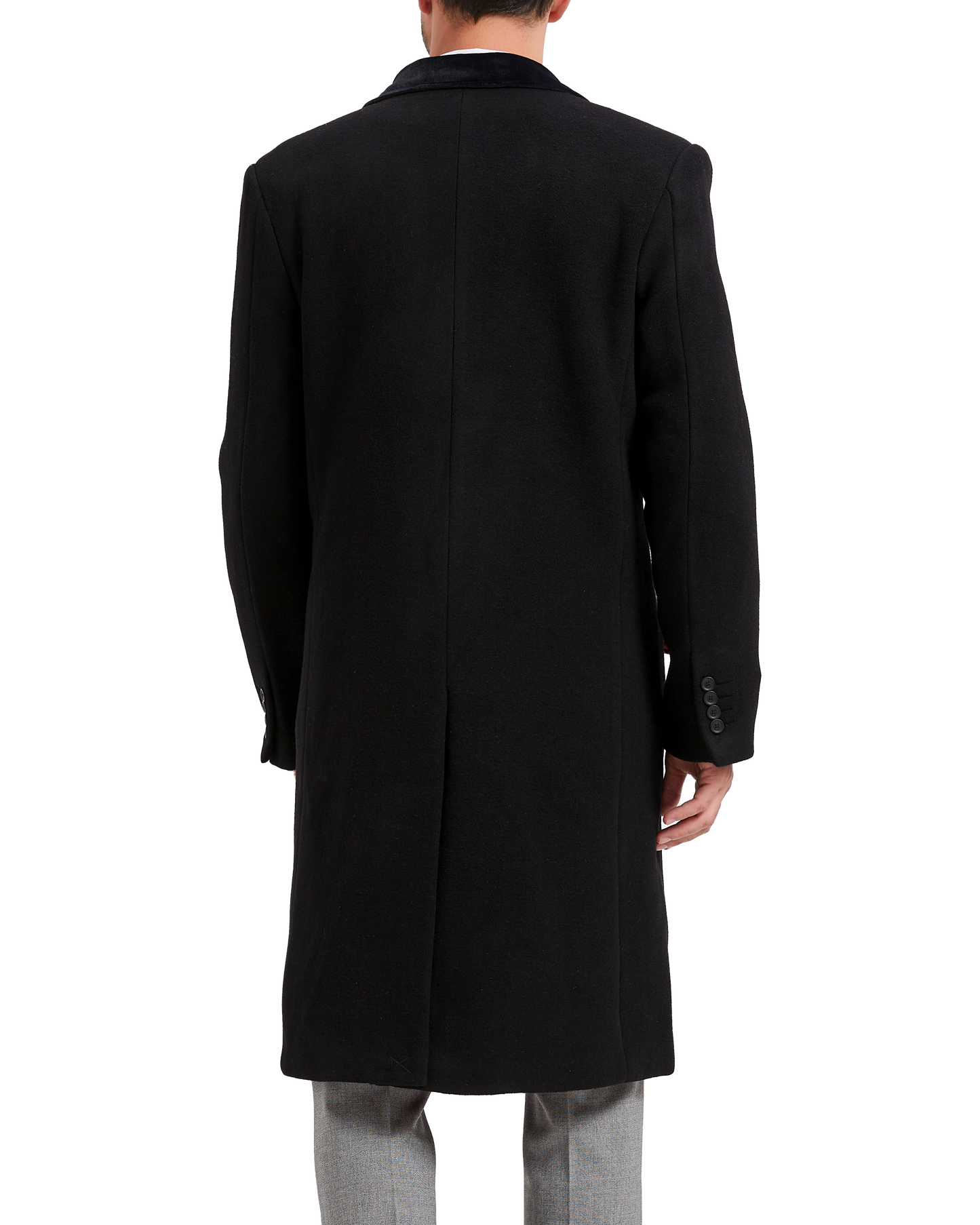 Mens velvet collar overcoat hotsell