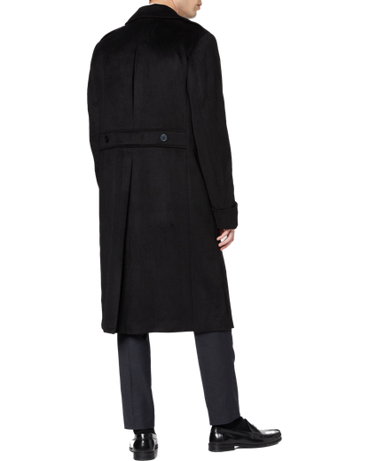 Mens Double Breasted Black Wool Cashmere Greatcoat Overcoat – The ...