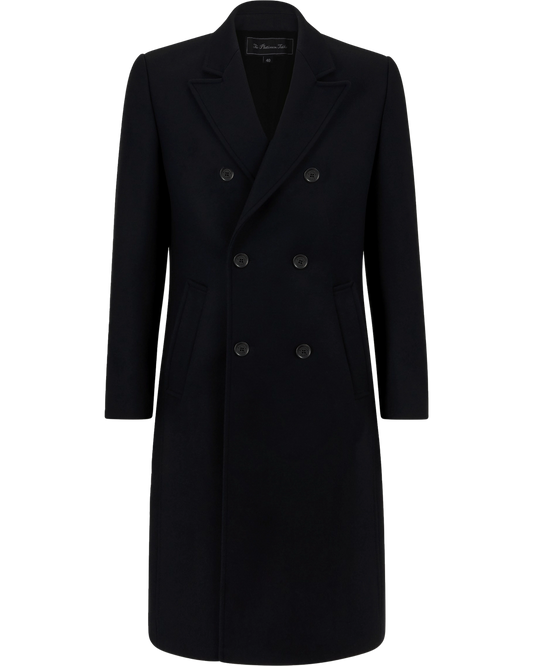 Black Double Breasted Wool Cashmere Long Overcoat